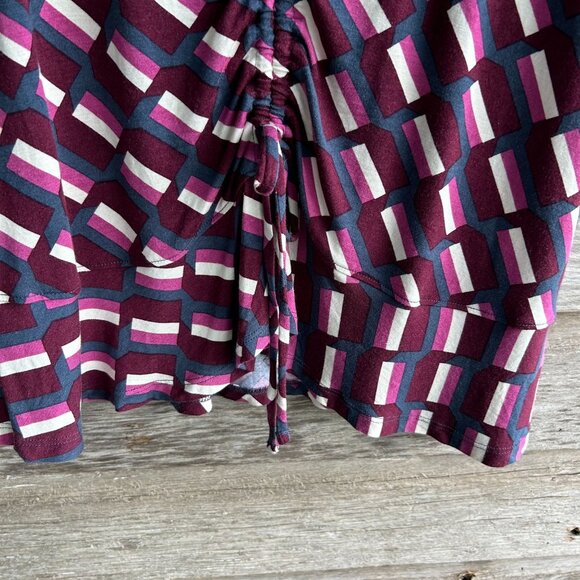 Lane Bryant Women's Geometric Print Top Size 14/16 Short Sleeve Ruched Front - Picture 9 of 9